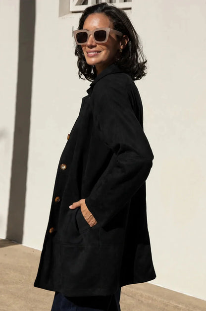 Vanessa Faux Suede Coat Black
