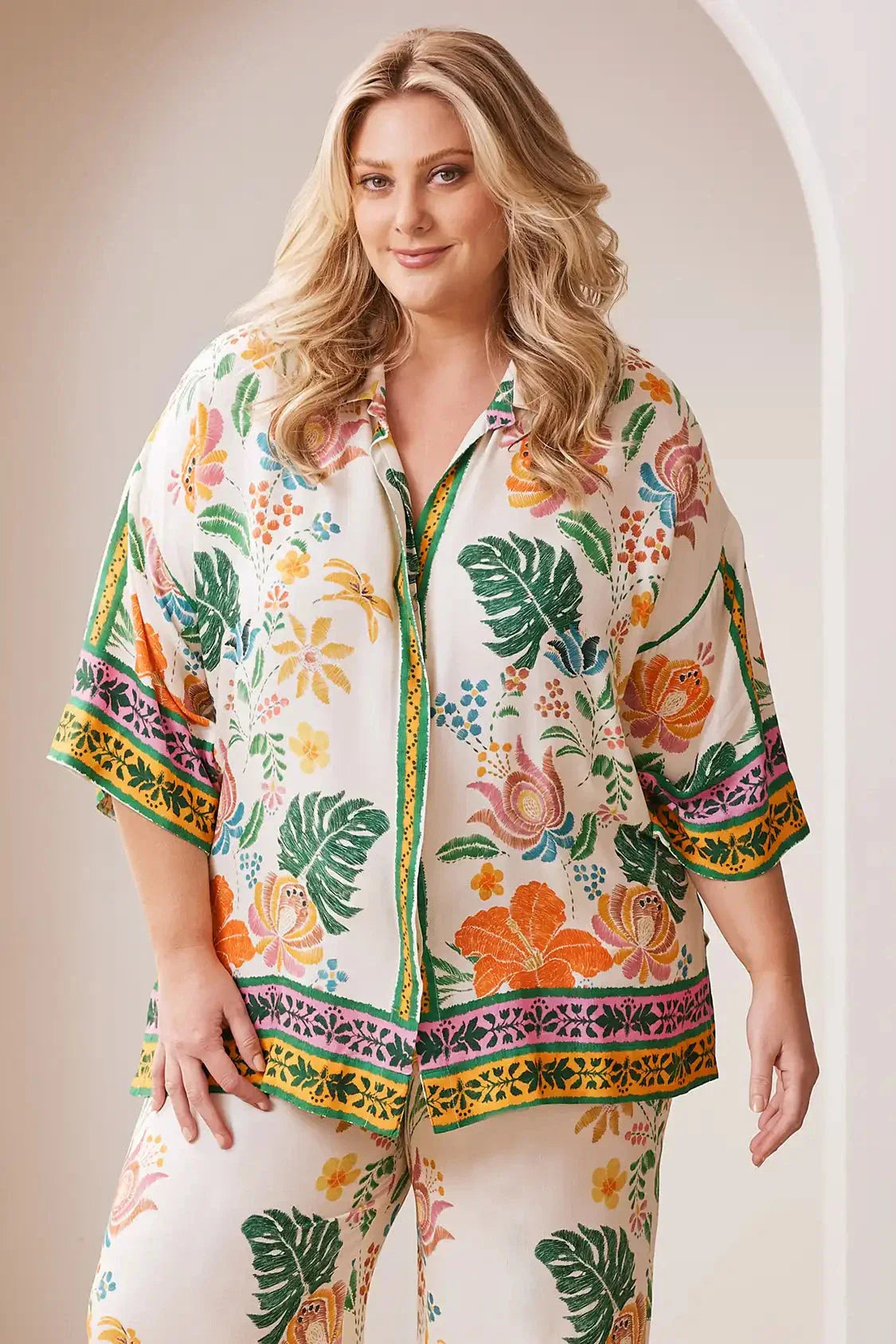 Alyce Floral Short Sleeve Collared Shirt