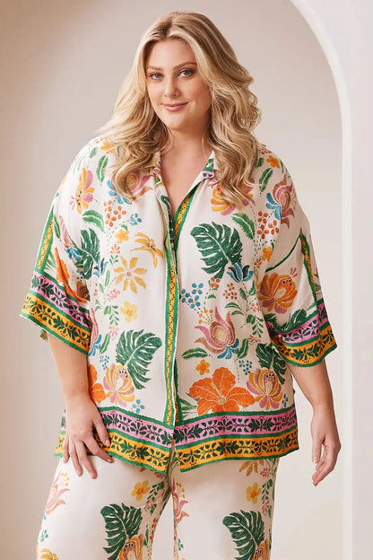 Alyce Floral Short Sleeve Collared Shirt