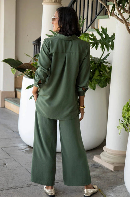Paola Straight Leg Pants Olive - Pre Order