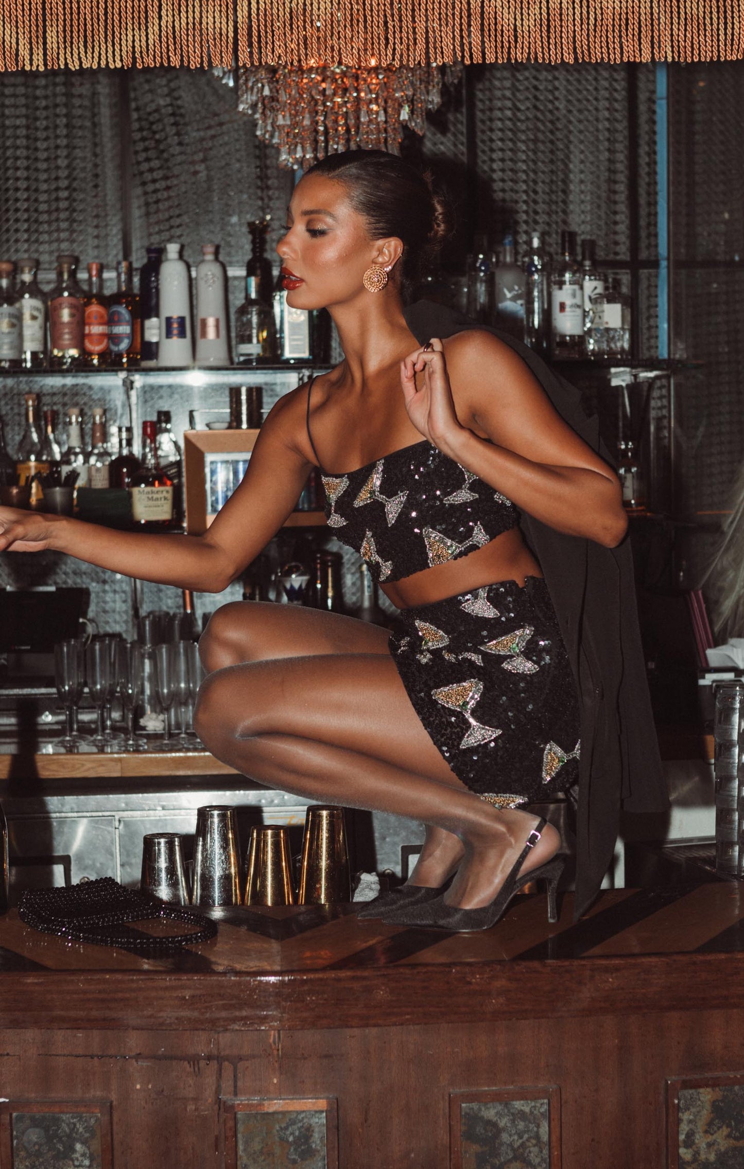 Roxanne Mini Skort ~ Tossed Tini Beaded Sequins