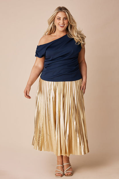 Caitlin Pleated Skirt Gold