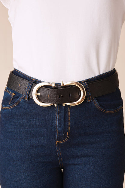 Ivy Double Buckle Belt Black Soft Leather
