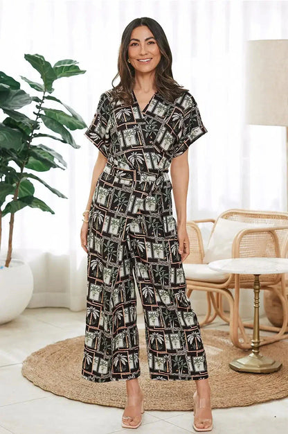 Jude Short Sleeve Jumpsuit in Maui Print