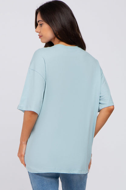 Light Blue Basic Oversized Maternity Tee