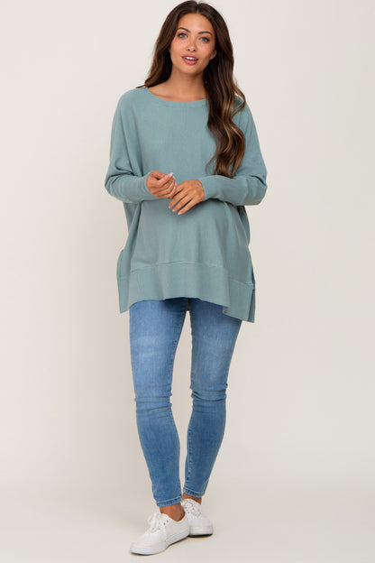 Jade Dolman Sleeve Side Slit Maternity Sweater