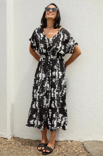 Campania Short Sleeve Dress in Black