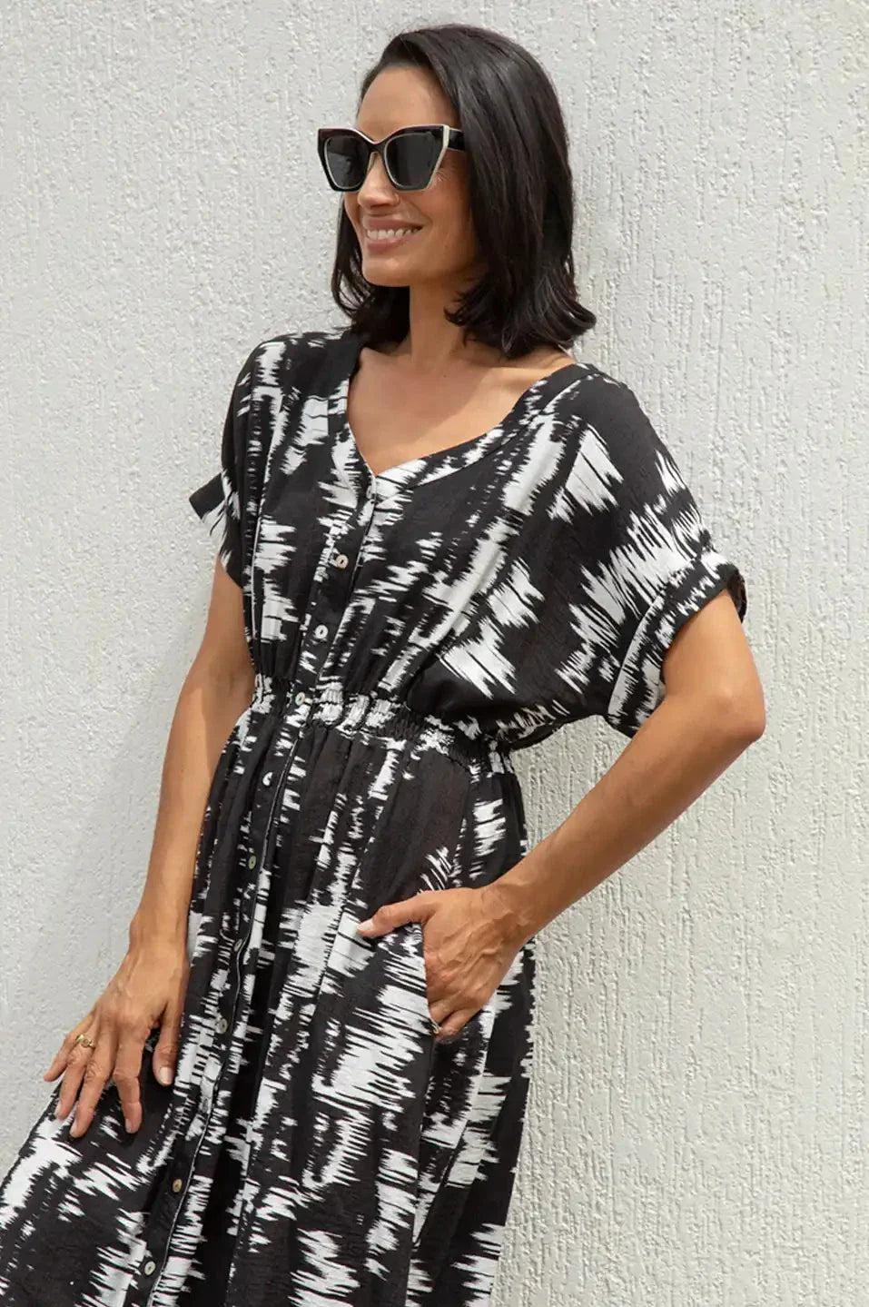 Campania Short Sleeve Dress in Black