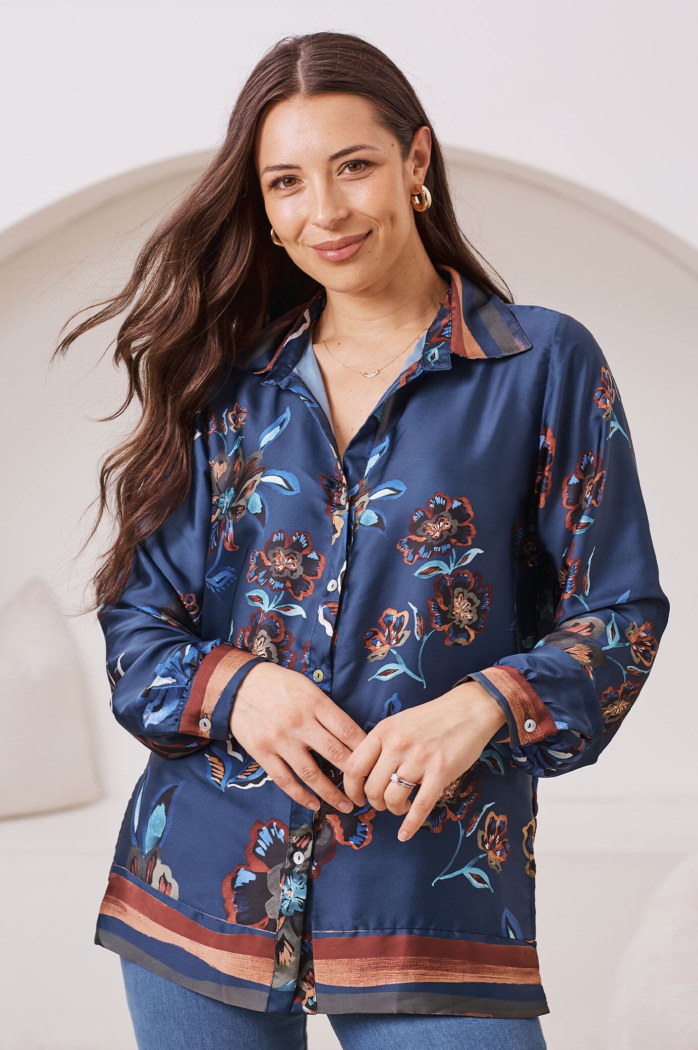 Louise Long Sleeve Collared Top