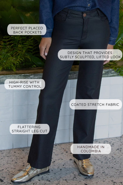 Ellie Straight Leg Coated Jeans Black