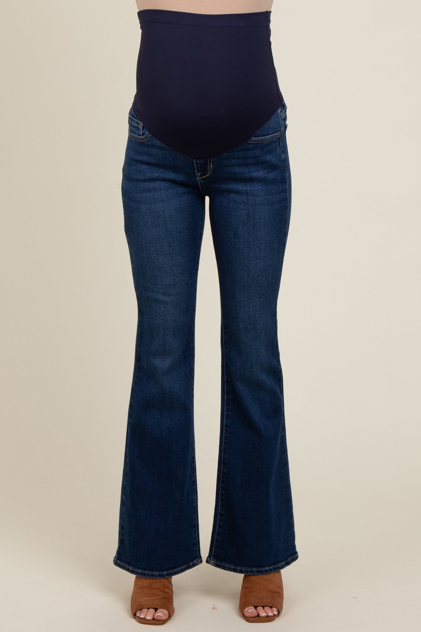 Navy Blue Flare Leg Maternity Jeans