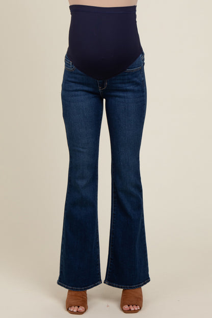 Navy Blue Flare Leg Maternity Jeans