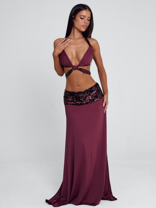 Aluna Maxi Skirt Burgundy