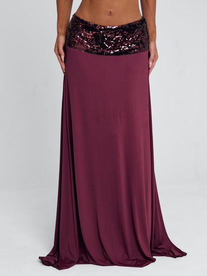Aluna Maxi Skirt Burgundy