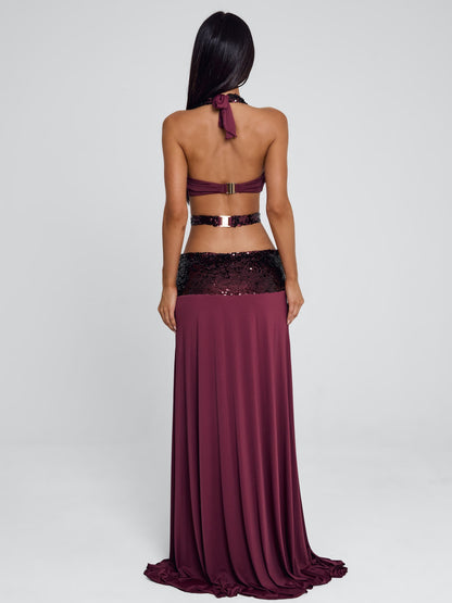 Aluna Maxi Skirt Burgundy