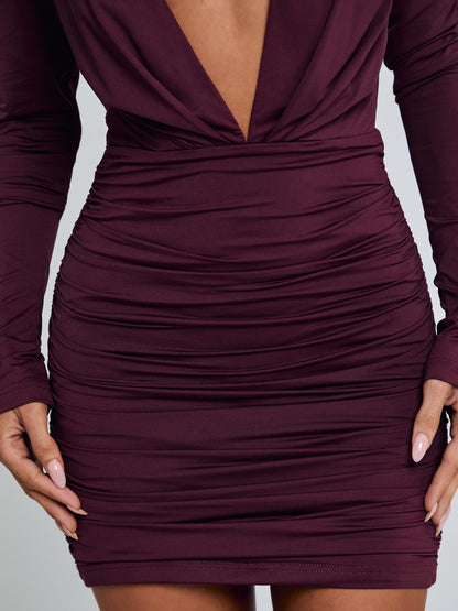 AMELIA MINI DRESS DARK MAUVE