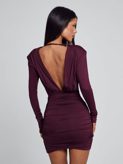 AMELIA MINI DRESS DARK MAUVE