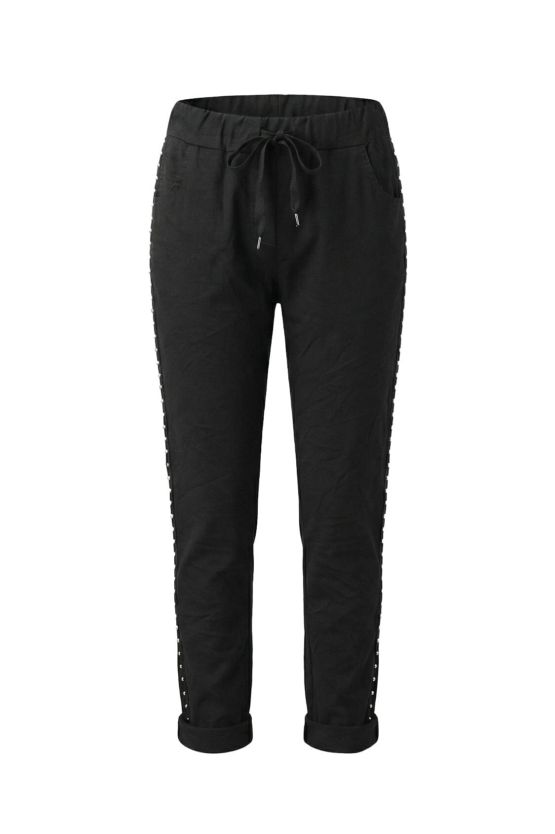 Abbie Studded Crinkle Jogger Black