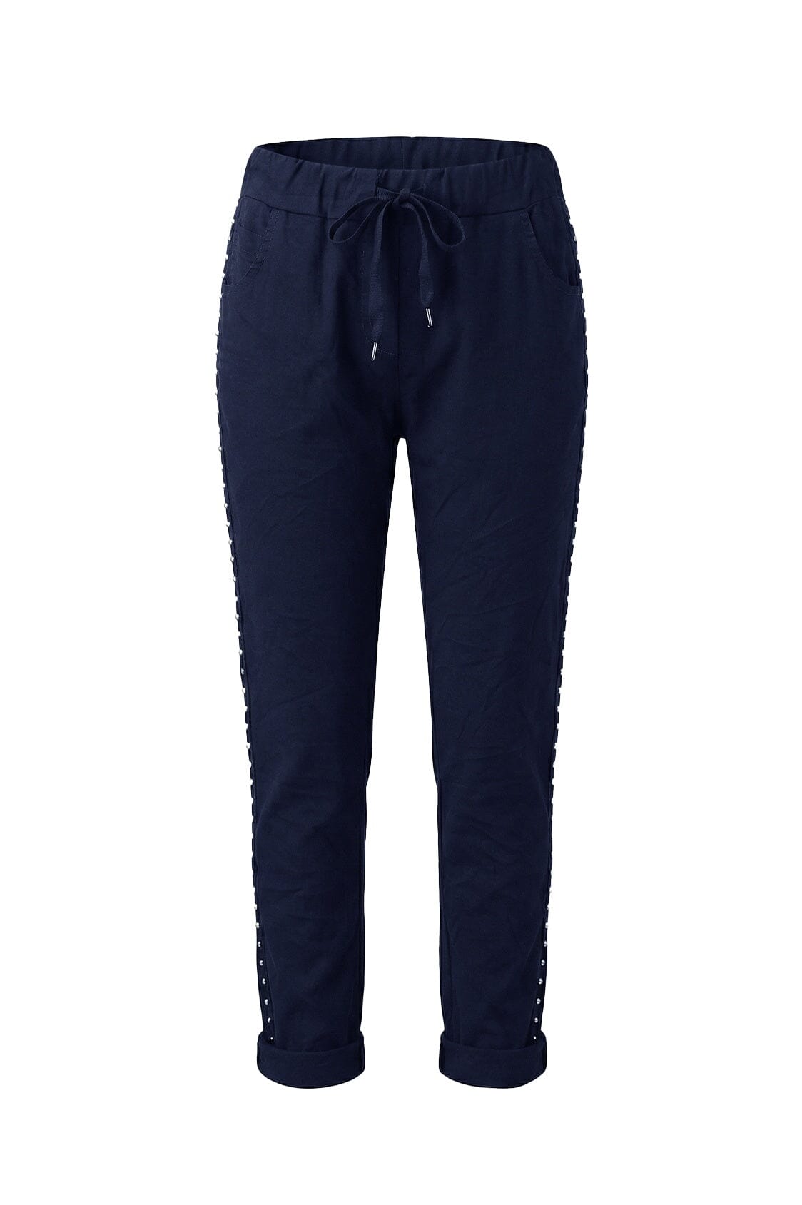 Abbie Studded Crinkle Jogger Navy