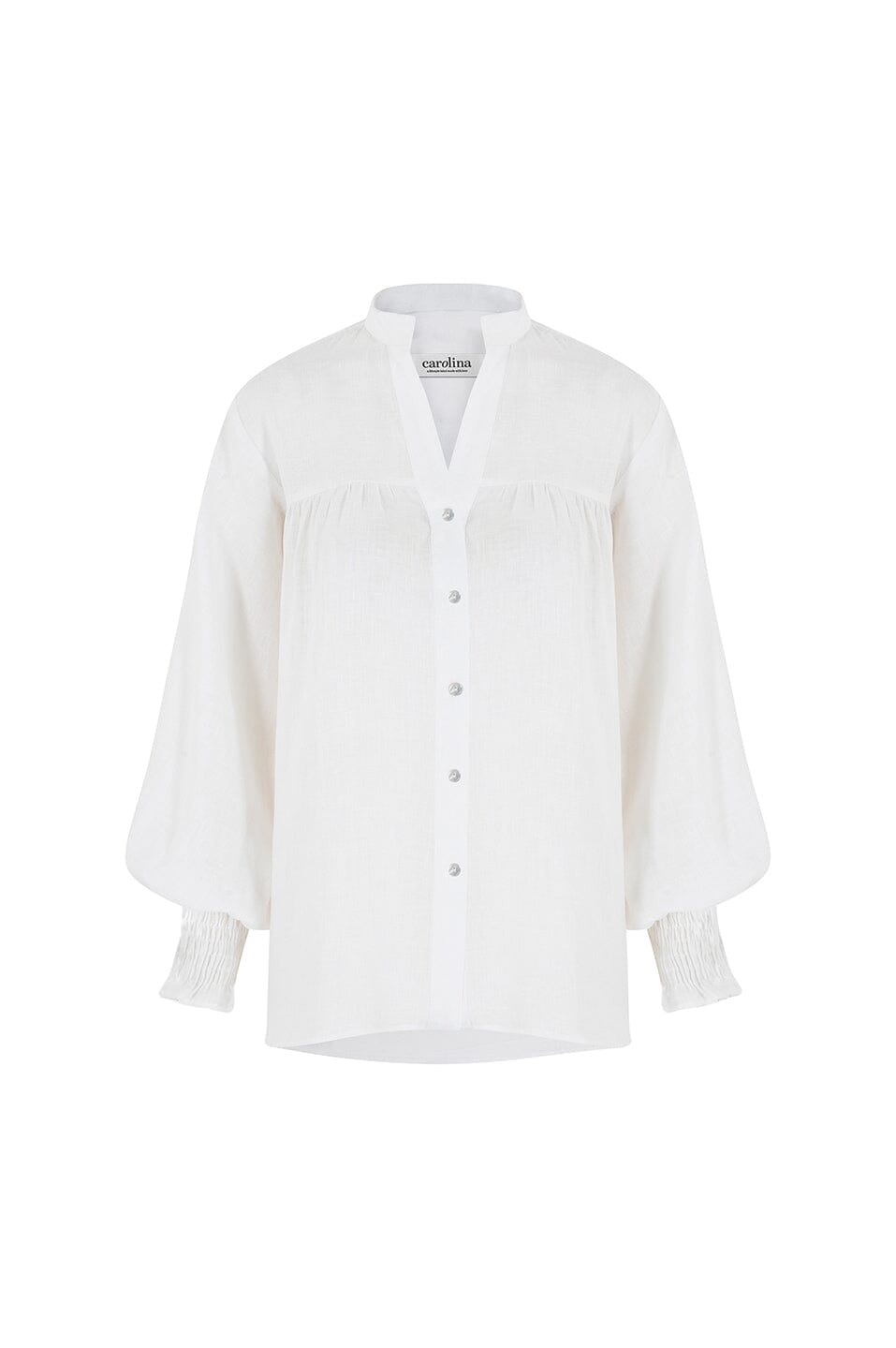 Adriana Long Sleeve Linen Top in White