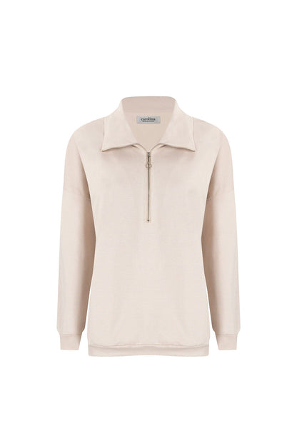 Amara Half Zip Jumper Beige