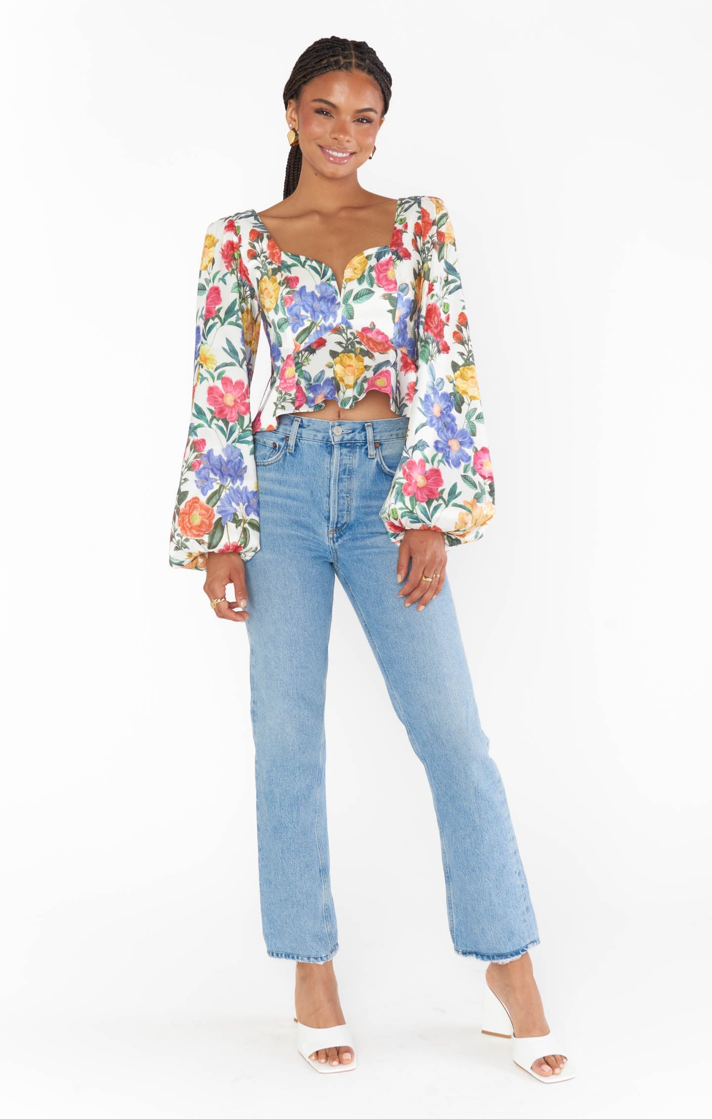 Lover Top ~ Charm Peony White Taffeta