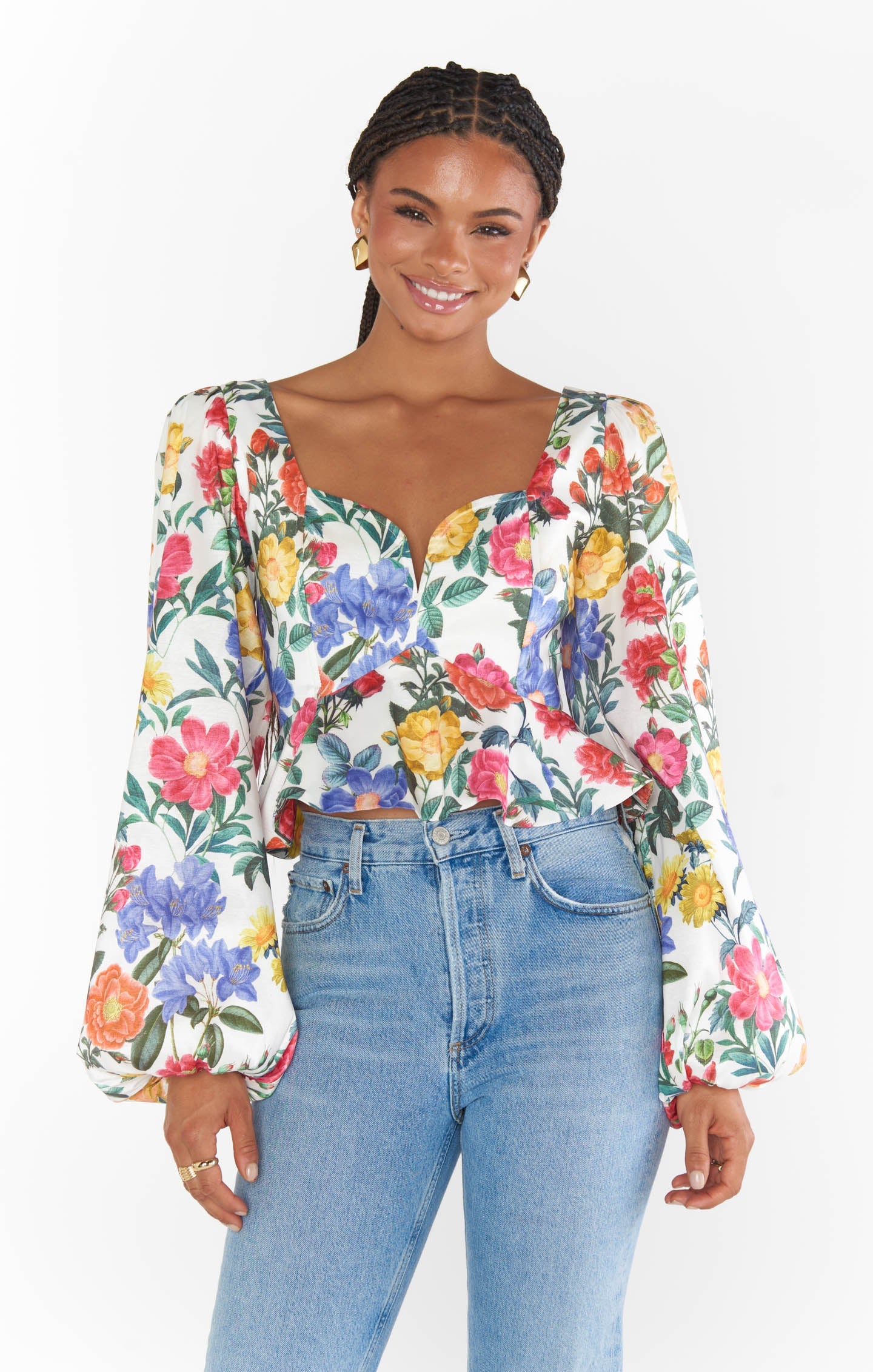 Lover Top ~ Charm Peony White Taffeta