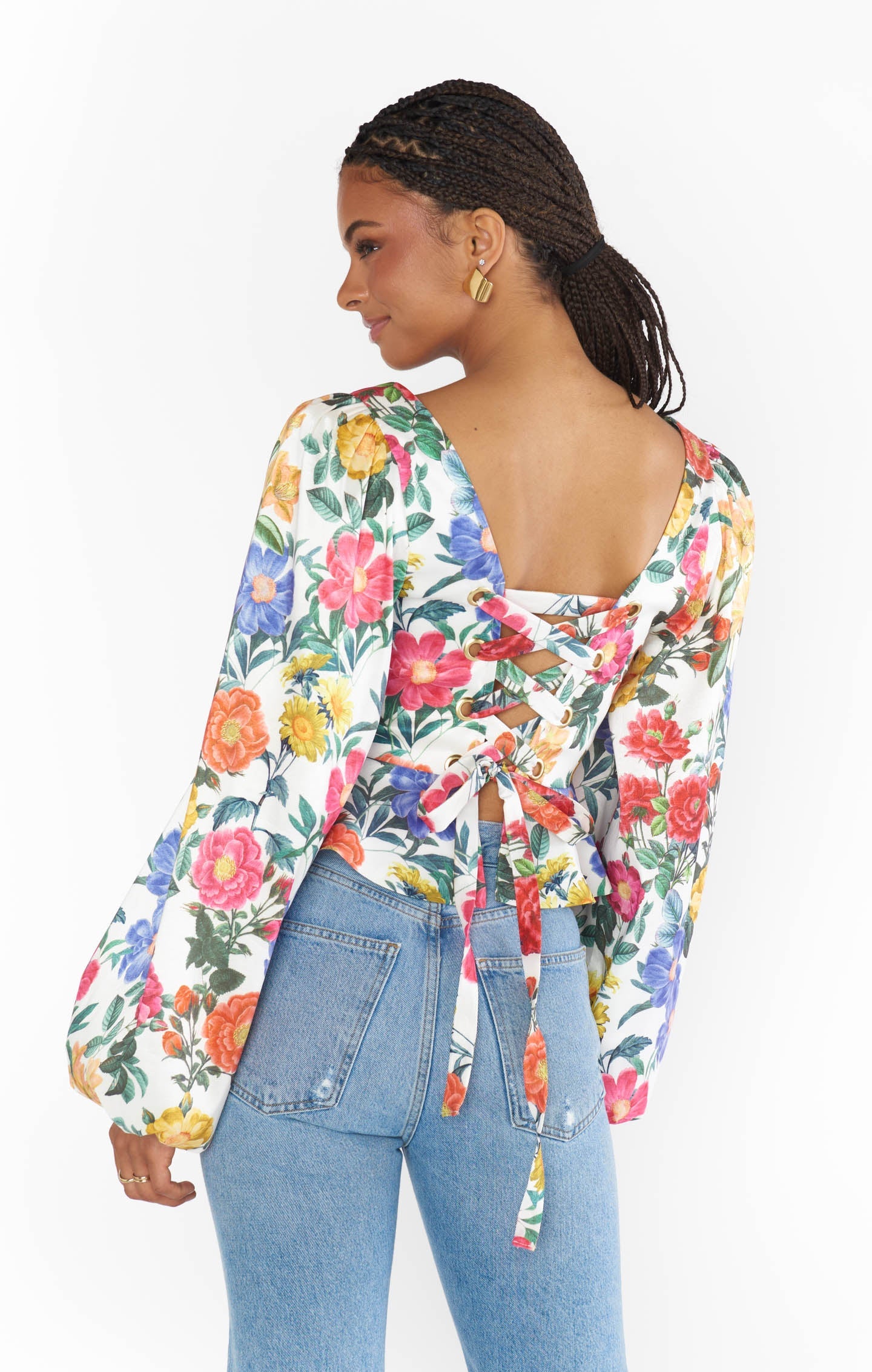 Lover Top ~ Charm Peony White Taffeta