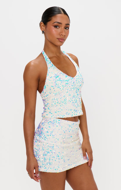 All That Top ~ White Sparkle Sequins