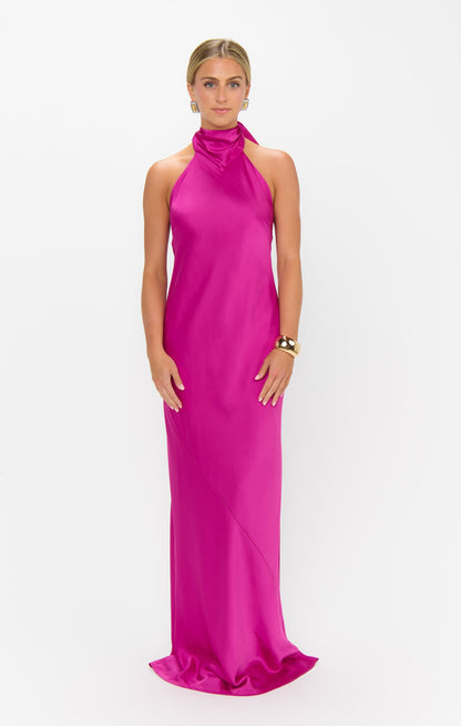 Lisa Maxi Dress ~ Rich Magenta Luxe Satin