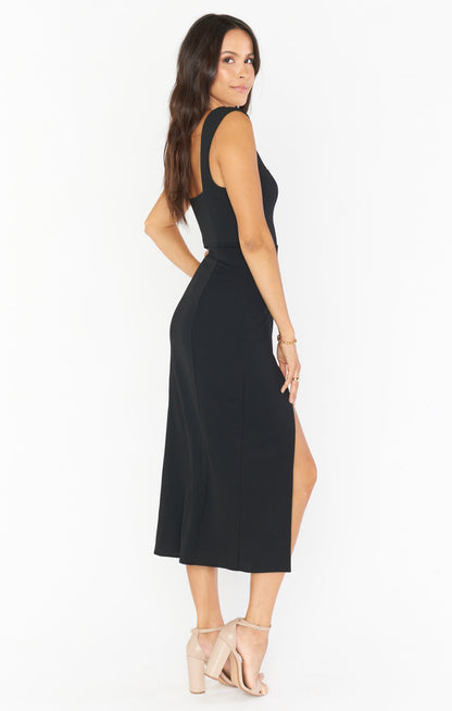 Eden Midi Dress ~ Black Stretch