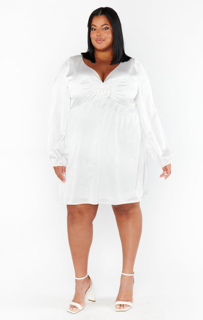 Rosetta Mini Dress ~ Ivory Luxe Satin