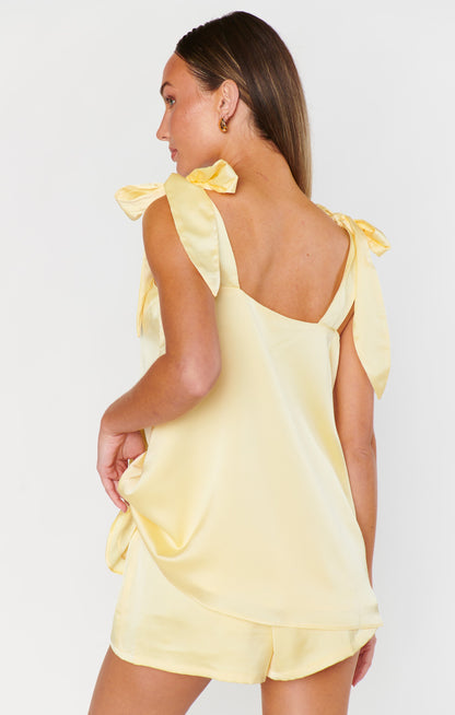 Makeup Tank ~ Pale Yellow Luxe Satin