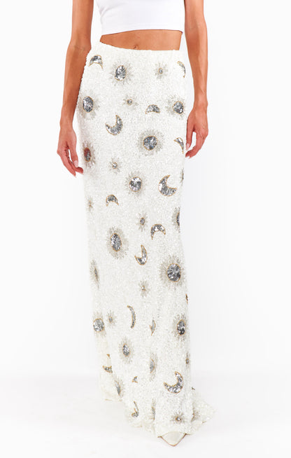 RSVP Skirt ~ White Celestial Sequins