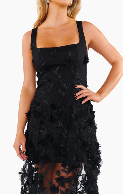 Stephanie Dress ~ Black 3D Floral