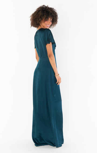 Rome Twist Gown ~ Deep Emerald Luxe Satin