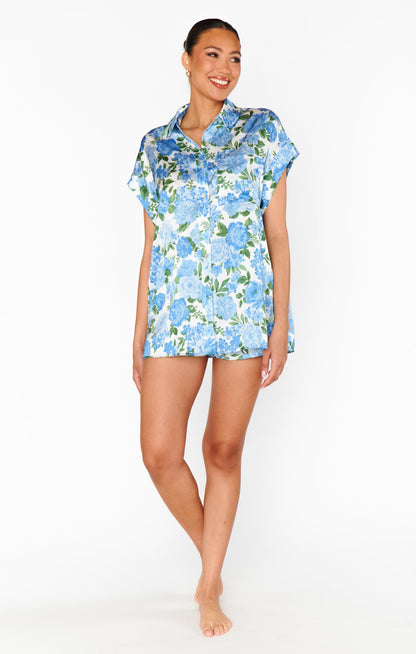 Best Day Button Up ~ Cottage Floral Blue