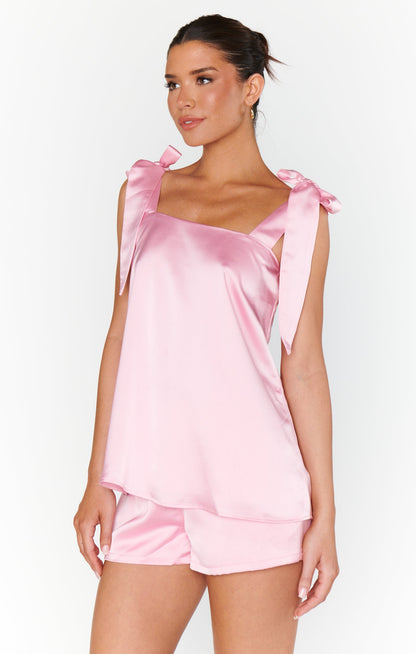 Glam Time Shorts ~ Light Pink Luxe Satin
