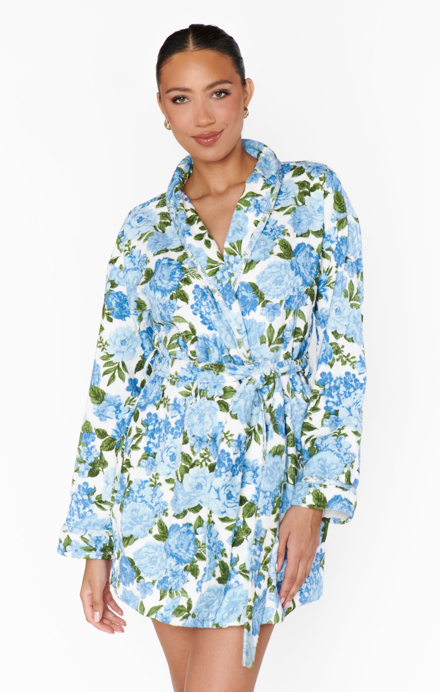 Freshen Up Robe ~ Cottage Floral Blue Terry