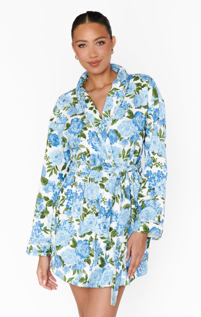 Freshen Up Robe ~ Cottage Floral Blue Terry