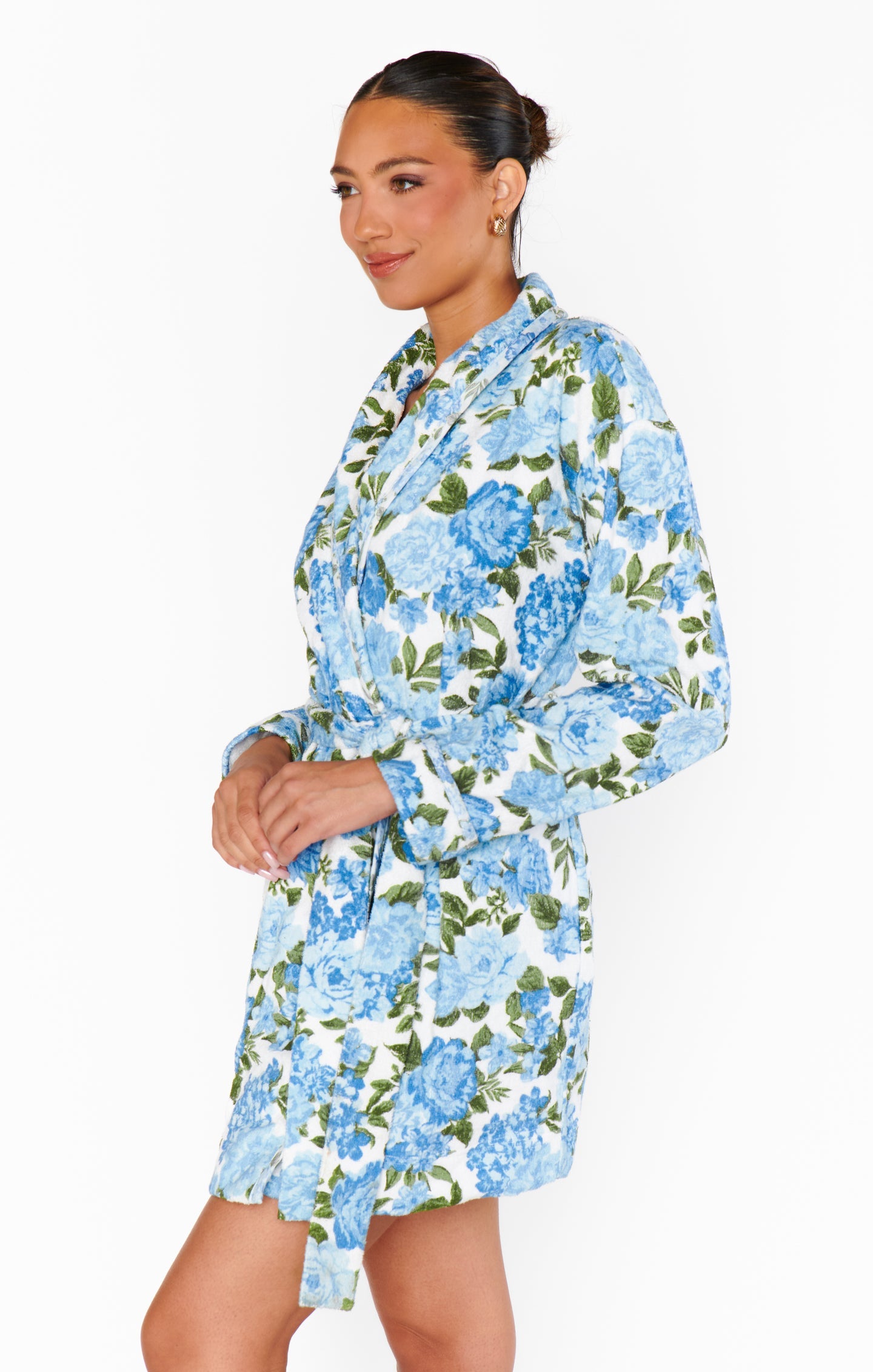 Freshen Up Robe ~ Cottage Floral Blue Terry