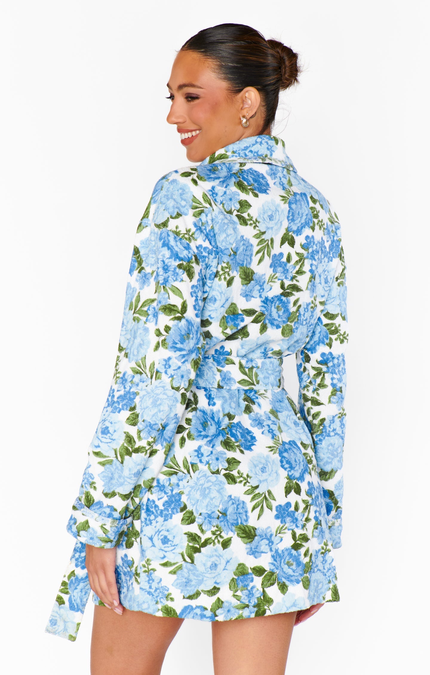Freshen Up Robe ~ Cottage Floral Blue Terry