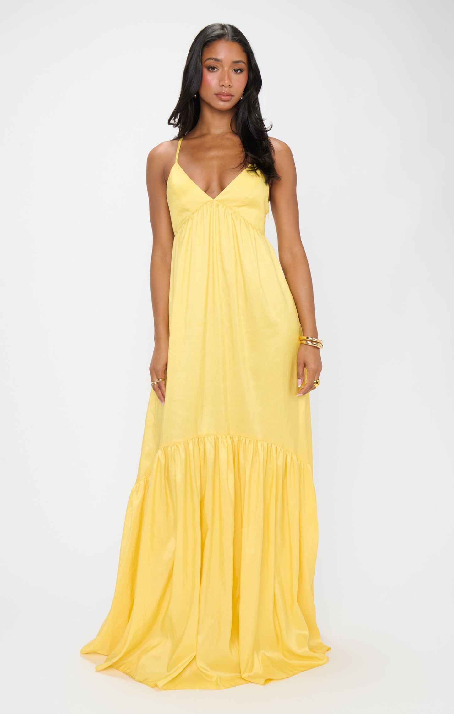 Corrine Maxi Dress ~ Yellow Light Taffeta