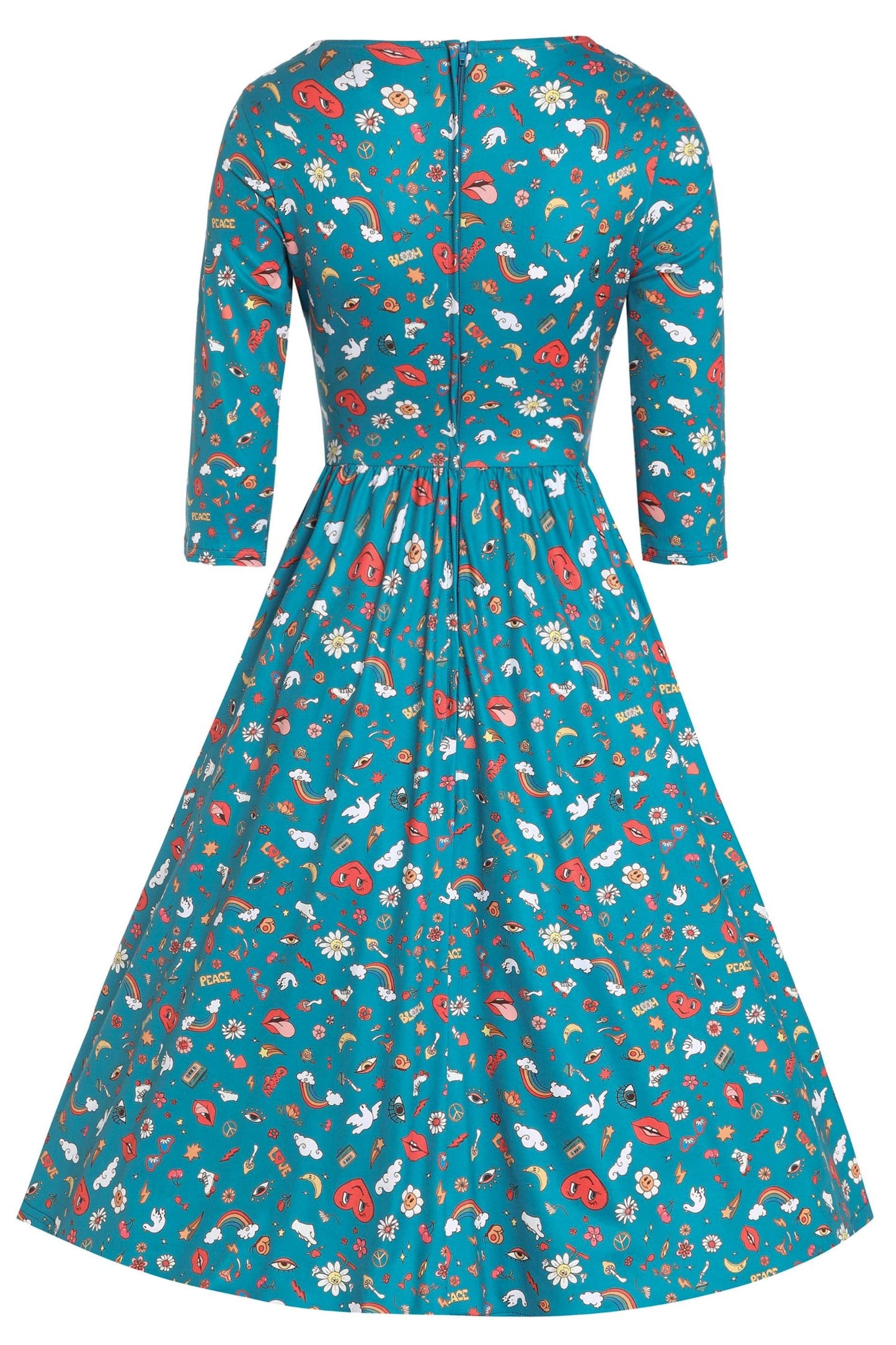 Billie Groovy Turquoise Long Sleeved Dress