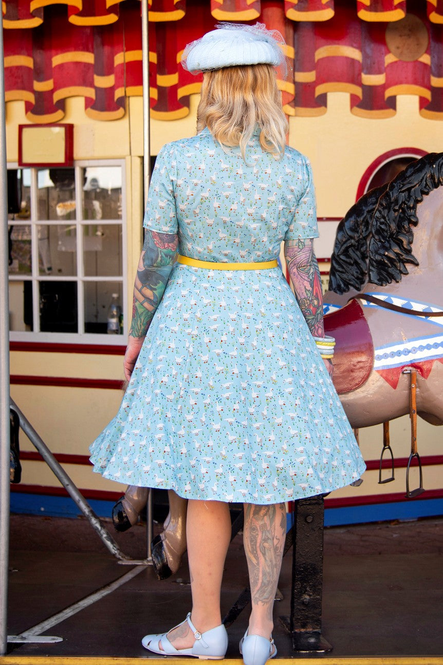 Penelope Duck Farm Shirt Dress In Light Blue