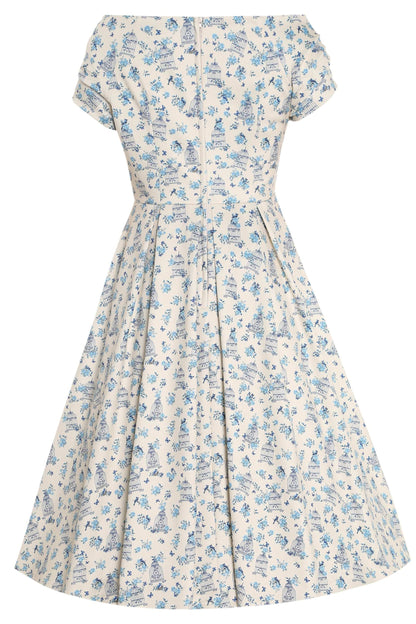 Lily Bird Cage Off Shoulder Dress In Cream White