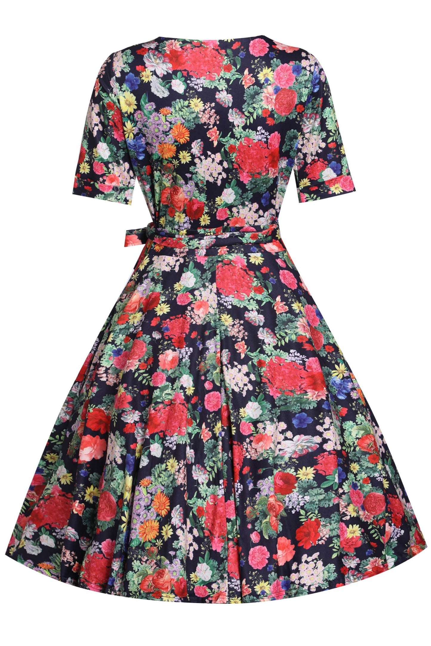 Matilda Navy Blue Midnight Garden Floral Wrap Dress