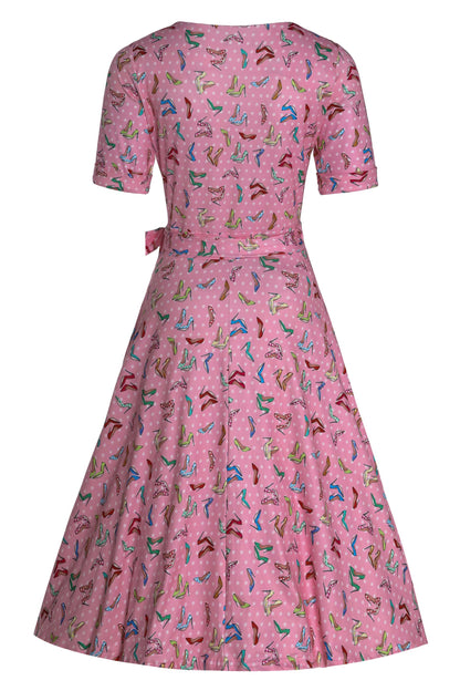 Matilda Pink Stiletto Print Wrap Dress
