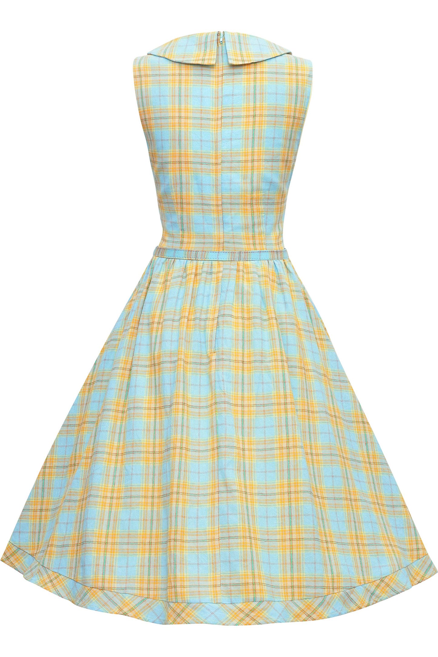 Maverick 50s Style Blue & Yellow Check Shirt Dress