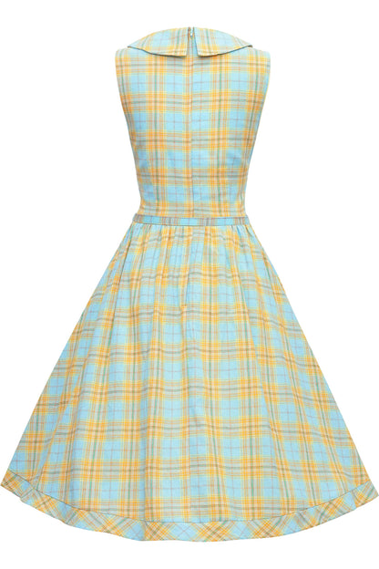 Maverick 50s Style Blue & Yellow Check Shirt Dress